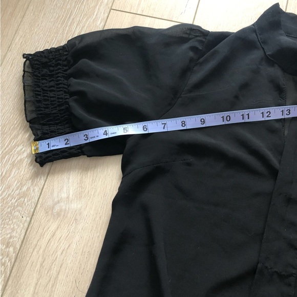 Costa Blanca Tie Neck Sheer Chiffon Blouse in Black - Picture 4 of 10